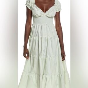 We Wore What Puff Sleeve Smocked Midi dress